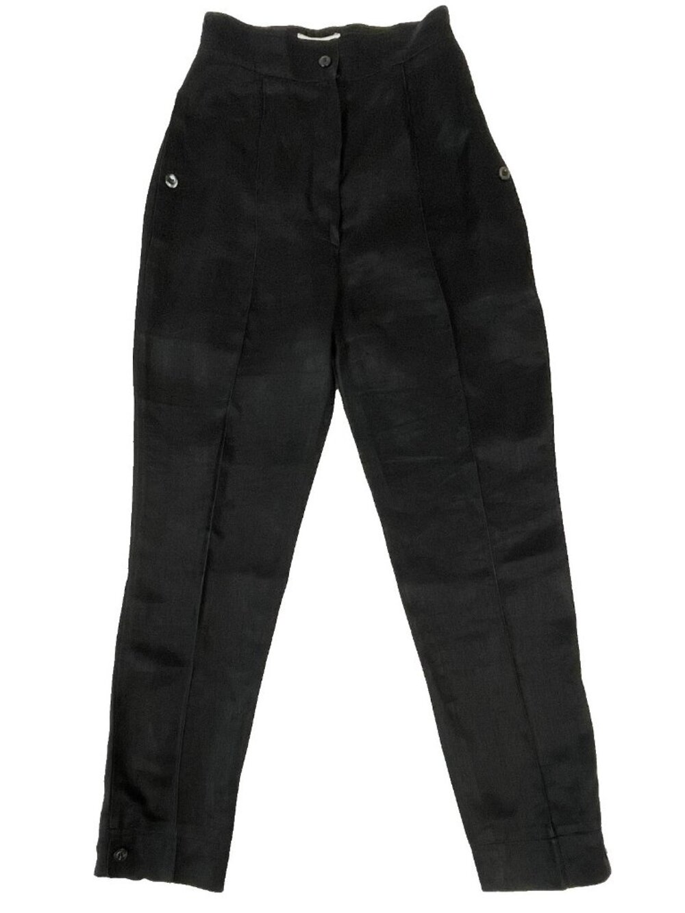 Vintage Complice Black Linen High Rise Tapered Pants Italy Size 38